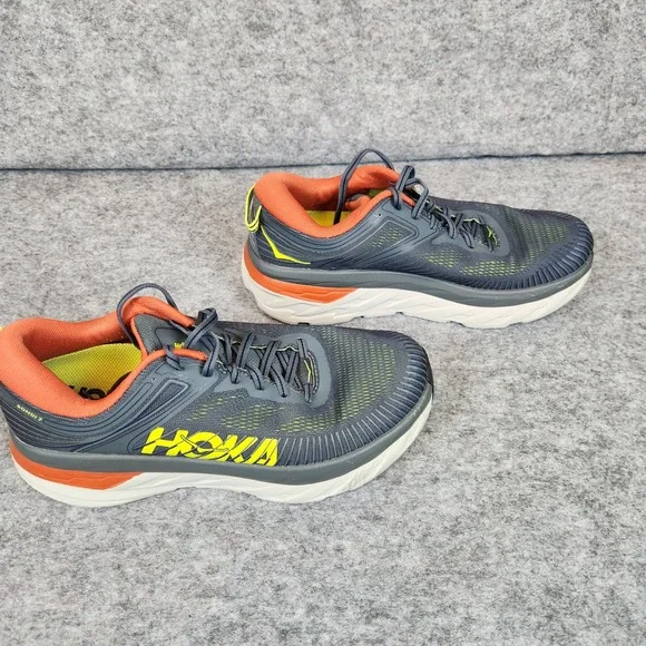 Hoka One One Bondi 7 Running Shoes Men 9 Grey Road Cushion Sneakers 1110518 TCHL - Picture 3 of 8